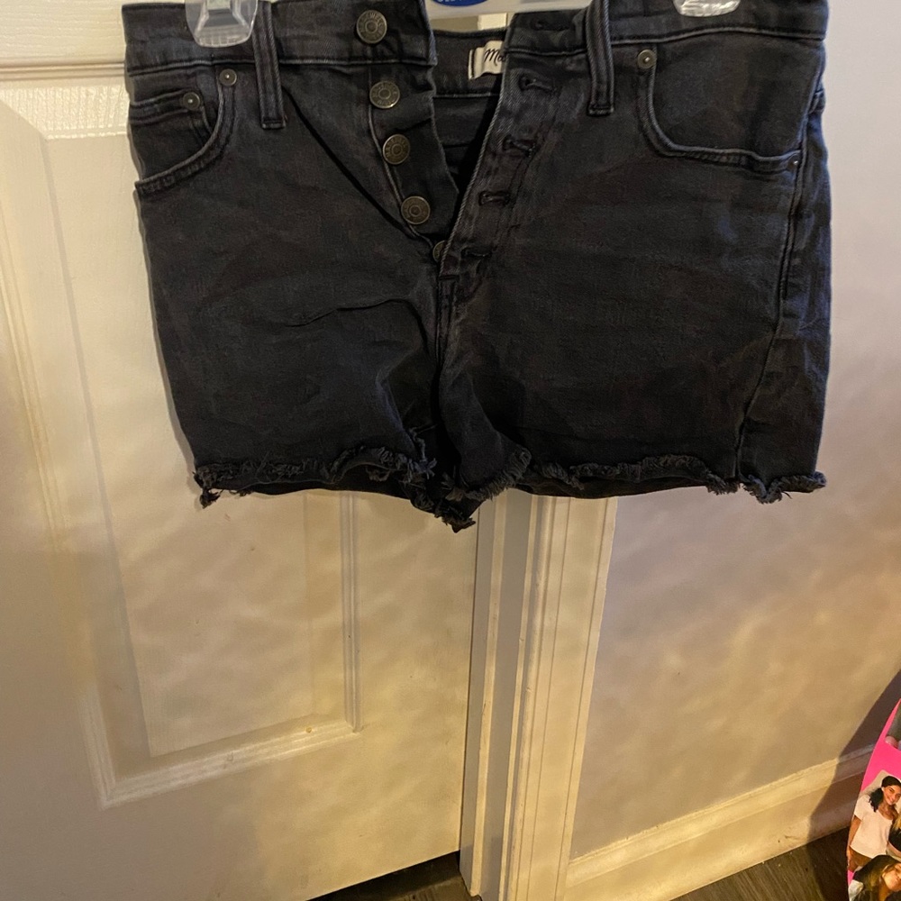 Madewell black denim high rise shorts